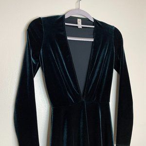 American Apparel Long Sleeved Velvet Plunge neck dress SIZE XS